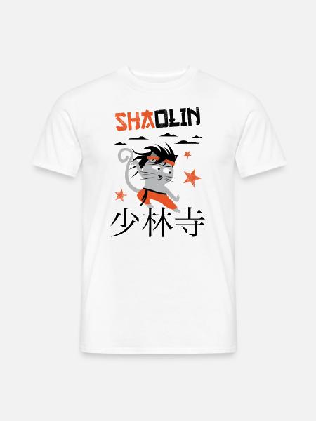 Grappige Kat, Shaolin Grappige Kat Meester Kung Fu - Heren T-shirt - wit