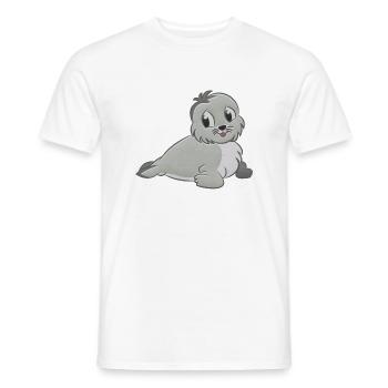 jouet en peluche Robbe - T-shirt homme - blanc - Devant - AI Model Male 178 dark (178cm)