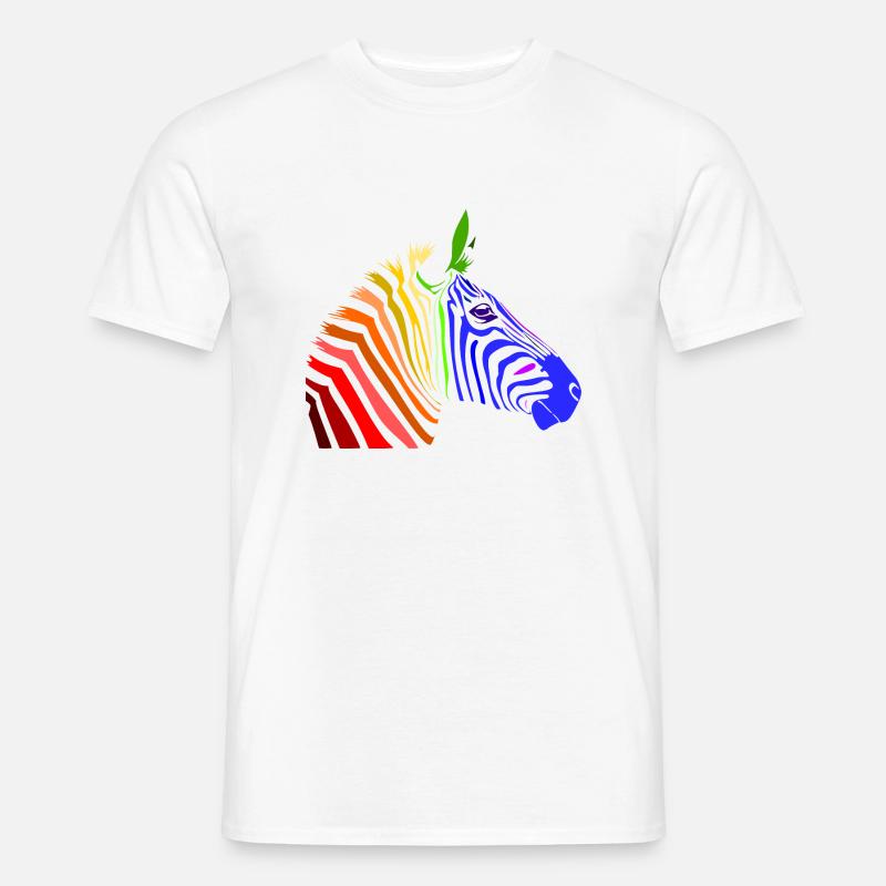 Zebra; Punk Zebra; Rainbow Zebra - Männer T-Shirt - Weiß