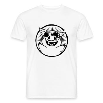 Round Cool Sunglasses Pig - Men's T-Shirt - white - Front - AI Model Male 178 dark (178cm)