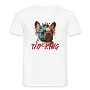 CHIEN BOULDOG FRANCAIS THE KING RACE MIGNON COMBAT - T-shirt homme - blanc - Devant - AI Model Male 178 dark (178cm)