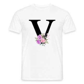 Lila floraler V-Buchstabe - Männer T-Shirt - Weiß - Vorne - AI Model Male 178 dark (178cm)