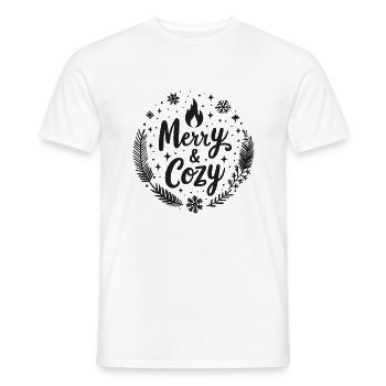 Merry and Cozy - Men's T-Shirt - white - Front - AI Model Male 178 dark (178cm)