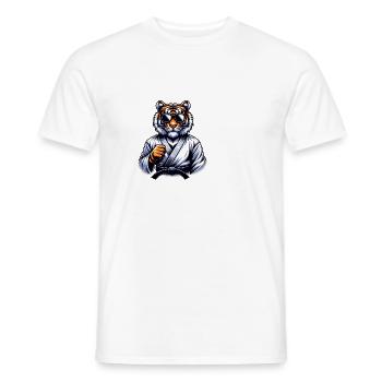 Karaté Tigre avec lunettes de soleil - T-shirt homme - blanc - Devant - AI Model Male 178 dark (178cm)