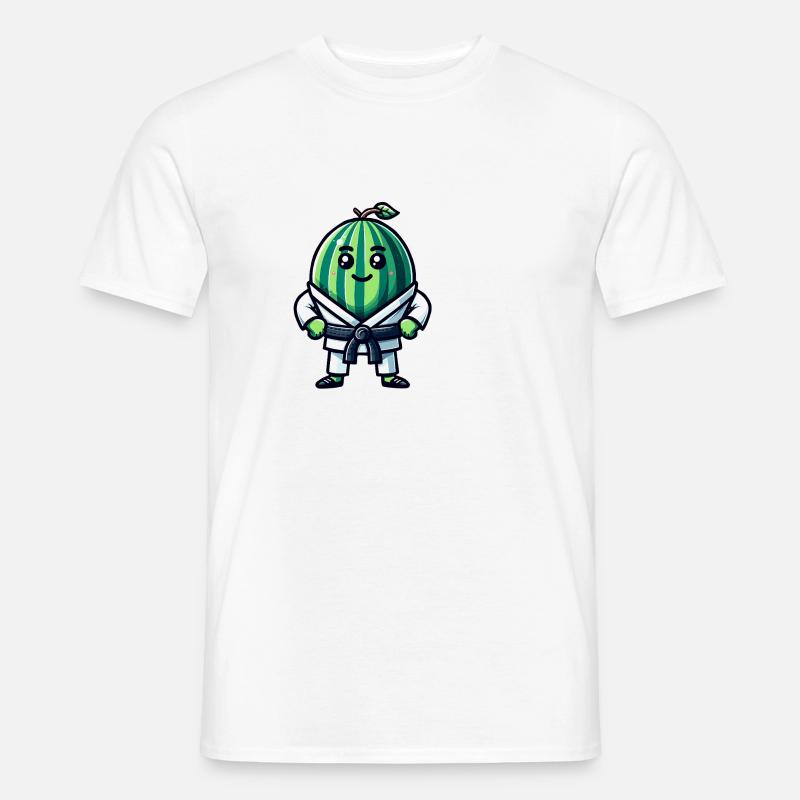 Karate Wassermelone Krieger mit Gi - Männer T-Shirt - Weiß