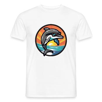 Delfin Cool Comic - Männer T-Shirt - Weiß - Vorne - AI Model Male 178 dark (178cm)