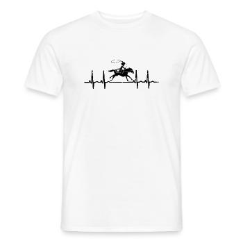 Western cheval ECG battement de cœur - T-shirt homme - blanc - Devant - AI Model Male 178 dark (178cm)