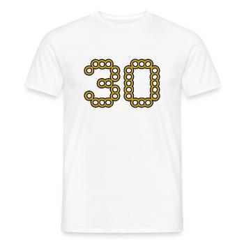 30. 30 ANS. 30e ANNIVERSAIRE. ANNIVERSAIRE 30 ANS. - T-shirt homme - blanc - Devant - AI Model Male 178 dark (178cm)