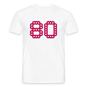 80. 80 YEARS. 80th ANNIVERSARY. 80 YEARS ANNIVERSARY. - Men's T-Shirt - white - Front - AI Model Male 178 dark (178cm)