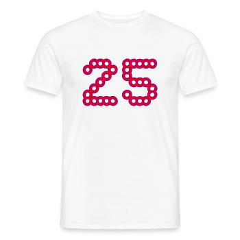 25. 25 ANS. 25e ANNIVERSAIRE. ANNIVERSAIRE 25 ANS. - T-shirt homme - blanc - Devant - AI Model Male 178 dark (178cm)