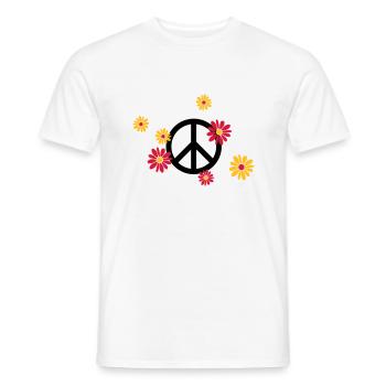 Peace Sign Flower Love flower power Valentine's Day - Men's T-Shirt - white - Front - AI Model Male 178 dark (178cm)