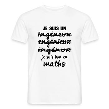 je suis bon en maths - T-shirt homme - blanc - Devant - AI Model Male 178 dark (178cm)