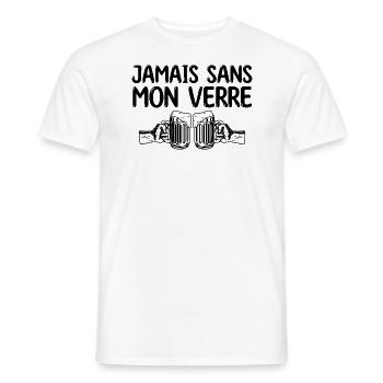 Bière et alcool | jamais sans mon verre apéro - T-shirt homme - blanc - Devant - AI Model Male 178 dark (178cm)