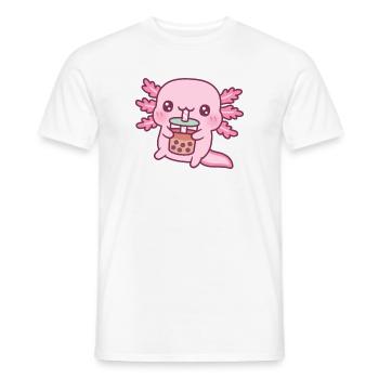 Mignon Axolotl boire du thé à bulles - T-shirt homme - blanc - Devant - AI Model Male 178 dark (178cm)