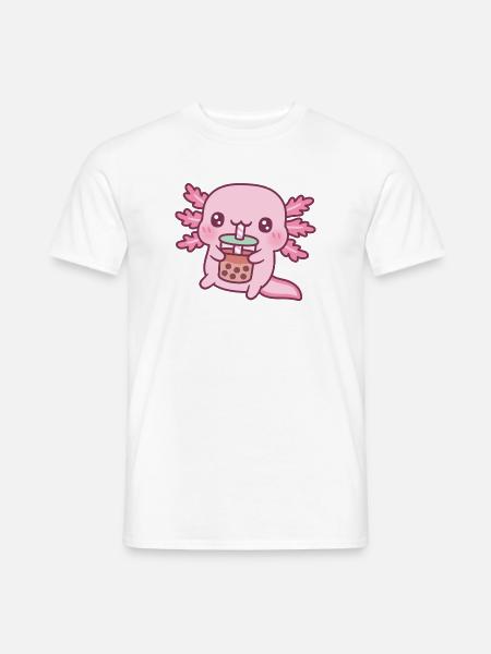 Carino Axolotl Bere Bubble Tea - T-shirt herr - vit