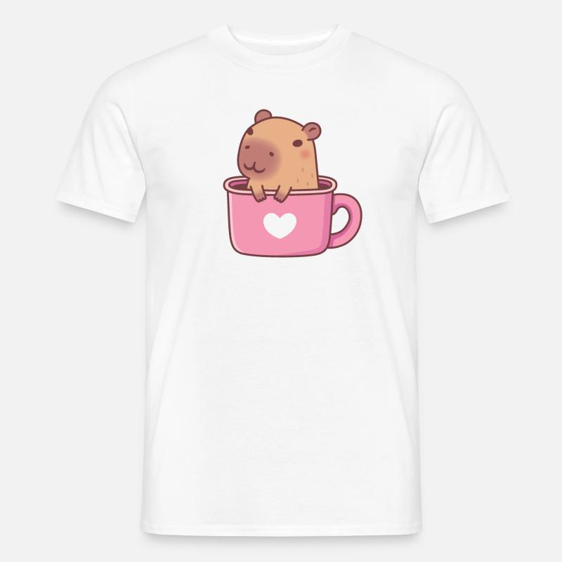 Süßes Capybara in einer Tasse - Männer T-Shirt - Weiß