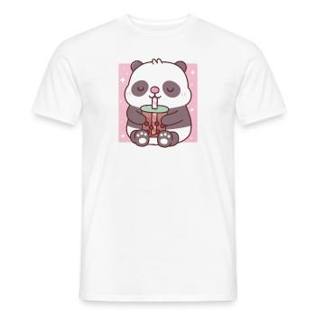 Cute Little Panda Drinking Bubble Tea - Men's T-Shirt - white - Front - AI Model Male 178 dark (178cm)