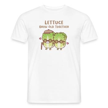 Cute Lettuce Couple Lettuce Grow Old Together - Men's T-Shirt - white - Front - AI Model Male 178 dark (178cm)