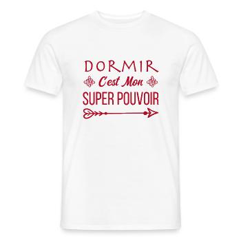 Dormir C'est Mon Super-Pouvoir - T-shirt homme - blanc - Devant - AI Model Male 178 dark (178cm)