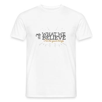 Ce que nous croyons-Shop Logo - T-shirt homme - blanc - Devant - AI Model Male 178 dark (178cm)