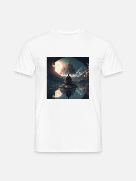 Mönch in Meditation - Männer T-Shirt - Weiß