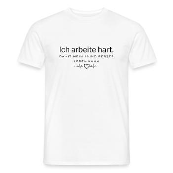 Je travaille dur pour que mon chien puisse mieux vivre - T-shirt homme - blanc - Devant - AI Model Male 178 dark (178cm)