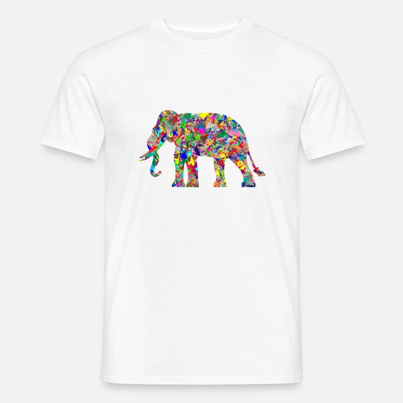 Elefant bunte Farbkleckse Geschenk Geschenkidee - Männer T-Shirt - Weiß