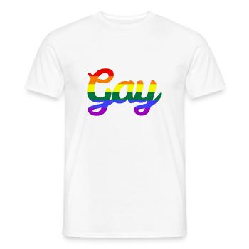 Gay - T-shirt homme - blanc - Devant - AI Model Male 178 dark (178cm)