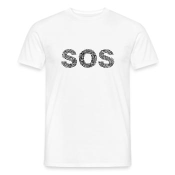 SOS! Mit dem Wort "Help" geschrieben - Männer T-Shirt - Weiß - Vorne - AI Model Male 178 dark (178cm)