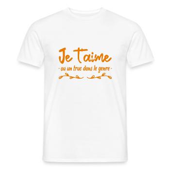 je t aime ou un truc dans le genre - T-shirt homme - blanc - Devant - AI Model Male 178 dark (178cm)