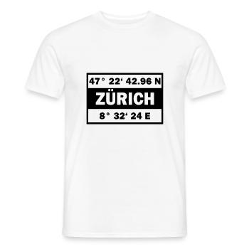 Zurich coordinates Switzerland City of Zurich - Men's T-Shirt - white - Front - AI Model Male 178 dark (178cm)