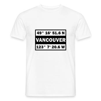 Vancouver coordonne la ville Canada Vancouver - T-shirt homme - blanc - Devant - AI Model Male 178 dark (178cm)