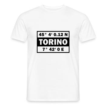 Coordonnées Turin Ville de Turin - T-shirt homme - blanc - Devant - AI Model Male 178 dark (178cm)