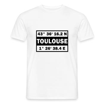 Toulouse Koordinaten Stadt Toulouse - Männer T-Shirt - Weiß - Vorne - AI Model Male 178 dark (178cm)