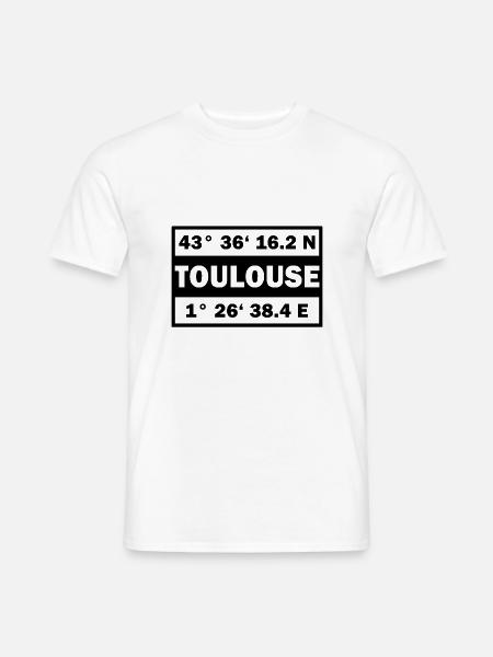Toulouse Koordinaten Stadt Toulouse - Männer T-Shirt - Weiß