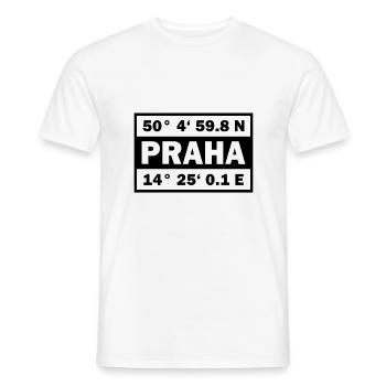 Praha coordinates city of Prague - Men's T-Shirt - white - Front - AI Model Male 178 dark (178cm)