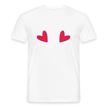 HEART. MOTHER'S DAY. HEART. HAPPY BIRTHDAY. MOM - Men's T-Shirt - white - Front - AI Model Male 178 dark (178cm)