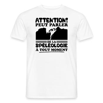 Parler de la spéléologie à tout moment - T-shirt homme - blanc - Devant - AI Model Male 178 dark (178cm)