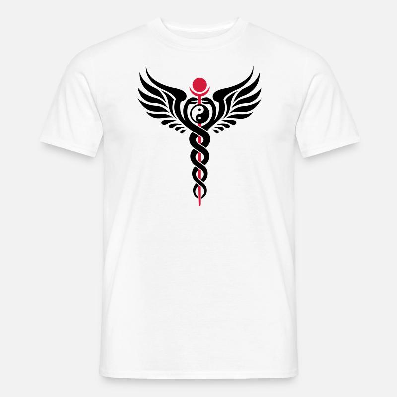 Caduceus, Yin Yang, Winged Serpent, Hermetic - Mænd T-shirt - hvid