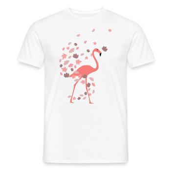Flamingo dans les feuilles d'automne - T-shirt homme - blanc - Devant - AI Model Male 178 dark (178cm)