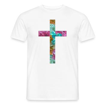 Croix Jésus Dieu religion Église Pape Vatican - T-shirt homme - blanc - Devant - AI Model Male 178 dark (178cm)