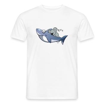 Koala Riding Shark Funny Trend - T-shirt męski - biały - Przód - AI Model Male 178 dark (178cm)
