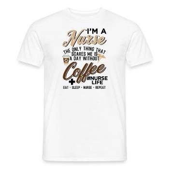 Idée de cadeau d'infirmière pour une journée drôle sans café - T-shirt homme - blanc - Devant - AI Model Male 178 dark (178cm)