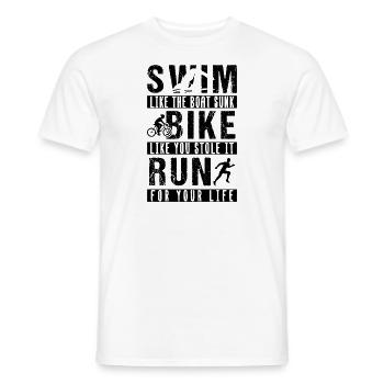 Triathlon Swim Race Bike Run Sprint Retro - Men's T-Shirt - white - Front - AI Model Male 178 dark (178cm)