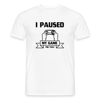 Ich habe mein Spiel pausiert - Gamer Gift Design - Männer T-Shirt - Weiß - Vorne - AI Model Male 178 dark (178cm)