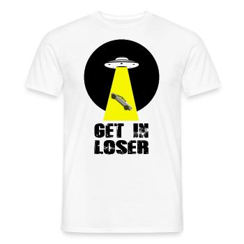 Get In Loser White Ovni Cybertruck Mars - T-shirt homme - blanc - Devant - AI Model Male 178 dark (178cm)