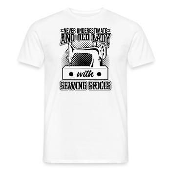 Never Underestimate An Old Lady With Sewing Skill - T-shirt homme - blanc - Devant - AI Model Male 178 dark (178cm)