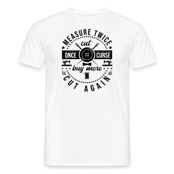Mesure Deux fois Coupé Une Citation de Couture Drôle - T-shirt homme - blanc - Devant - AI Model Male 178 dark (178cm)