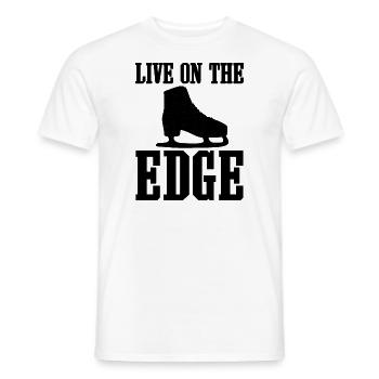 Live On The Edge Funny Ice Skating - Men's T-Shirt - white - Front - AI Model Male 178 dark (178cm)
