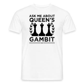 Ask Me About Queen's Gambit Chess Opening - Men's T-Shirt - white - Front - AI Model Male 178 dark (178cm)